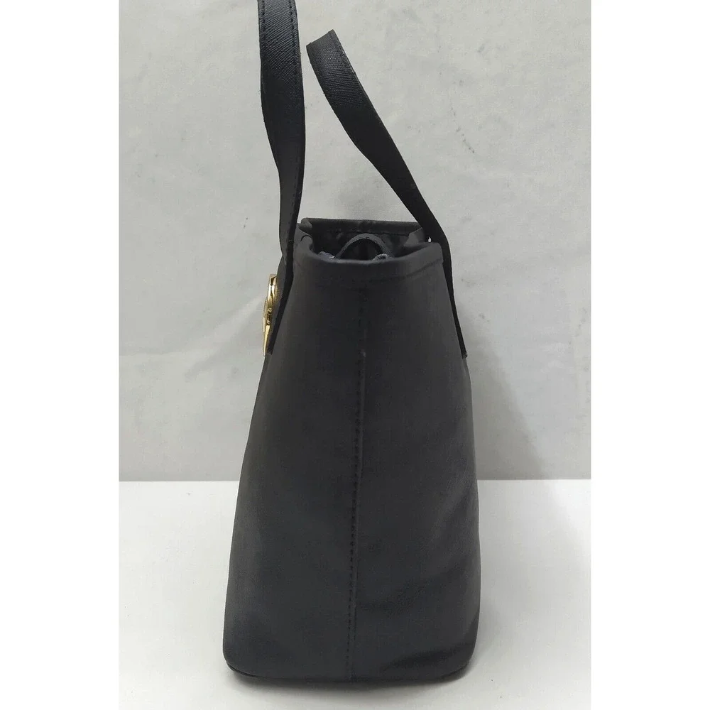 Michael Kors Black Crossgrain Leather Double Handle Small Tote Bag